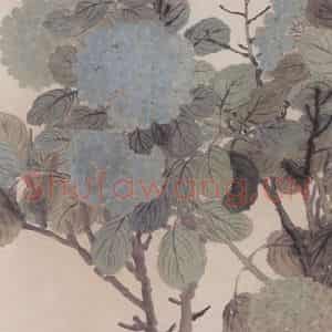 不详 任熊《绣球》国画花鸟画写意作品图片鉴赏