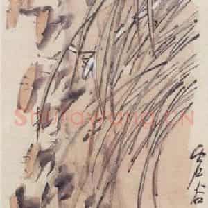 不详 虚谷《芝兰竞秀》国画花鸟作品图片鉴赏