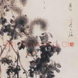 1892年 虚谷《松鼠葡萄》国画综合作品图片鉴赏