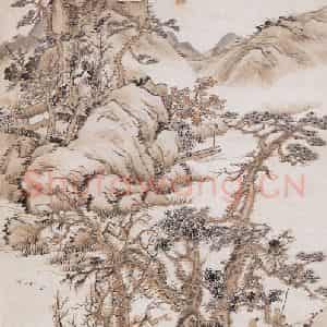 1887年 胡璋《千嶂秋色》国画山水画作品图片鉴赏