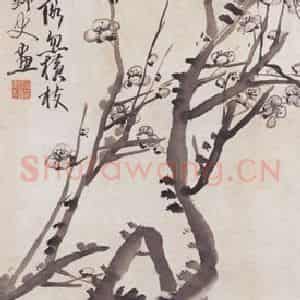 1893年 蒲华《梅石图》国画山水画作品图片鉴赏