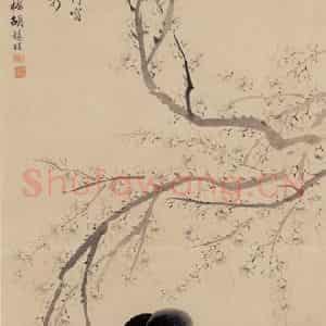 1882年 胡锡圭《梅花仕女》国画人物作品图片鉴赏