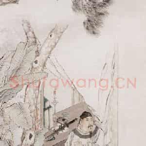 1879年 沙馥《秉烛观书》国画人物作品图片鉴赏