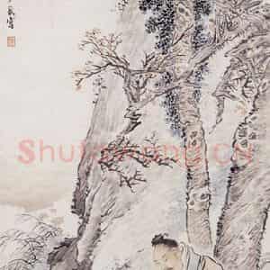 1888年 沙馥《读书图》国画人物作品图片鉴赏