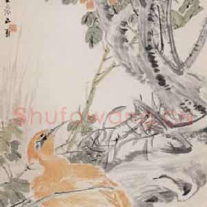 不详 沙馥《鹭立寒汀》国画花鸟作品图片鉴赏