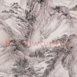 1877年 顾沄《问寺图》国画山水画作品图片鉴赏