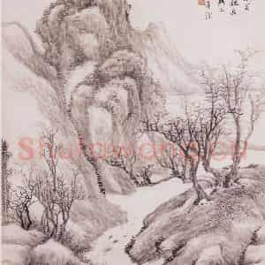 不详 顾沄《山水》国画山水画作品图片鉴赏