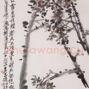 1920年 吴昌硕《得仙桃花》国画花鸟作品图片鉴赏