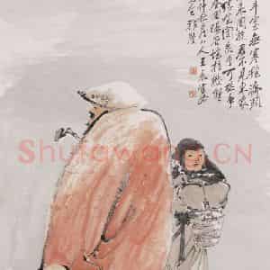 1914年 王一亭《狂风漫雪图》国画人物作品图片鉴赏