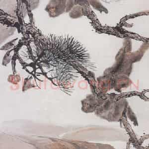 1932年 程璋《云海山猿》国画综合作品图片鉴赏