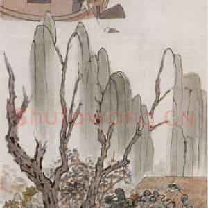 不详 陈师曾《溪流浣衣》国画山水画作品图片鉴赏