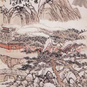 不详 陈师曾《山寺松荫》国画山水画作品图片鉴赏
