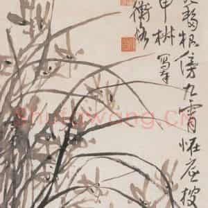 1919年 陈师曾《墨兰》国画花鸟作品图片鉴赏
