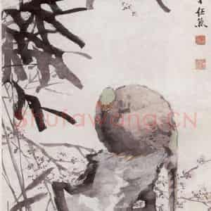 1850年 任熊《梅竹翎毛》国画花鸟画写意作品图片鉴赏