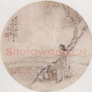1880年 钱慧安《补纳图》国画人物画工笔作品图片鉴赏