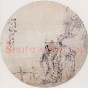 1880年 钱慧安《渔樵清话》国画人物画工笔作品图片鉴赏