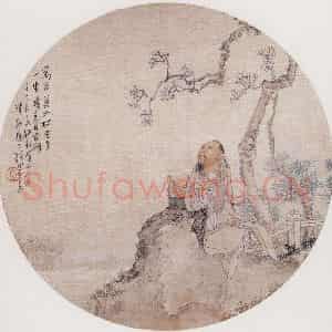 1882年 钱慧安《对月酌酒》国画人物画工笔作品图片鉴赏