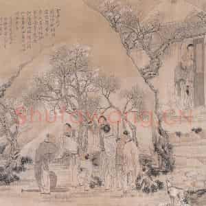 1887年 钱慧安《归隐闲话图》国画人物画工笔作品图片鉴赏