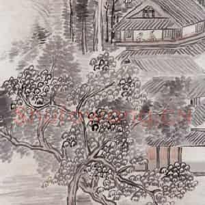不详 吴大澂《胡楼清夏》国画山水画作品图片鉴赏