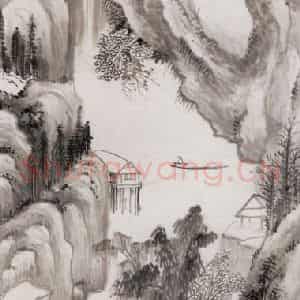 1866年 吴大澂《古木秋景》国画山水画作品图片鉴赏