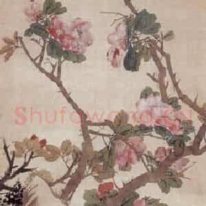 1881年 朱偁《花鸟屏》国画花鸟画作品图片鉴赏