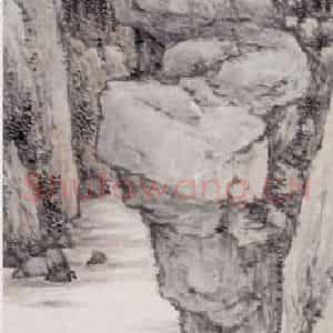 1854年 任熊《富春山图》国画山水画写意作品图片鉴赏
