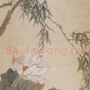 1881年 朱偁《花鸟屏》国画花鸟画作品图片鉴赏