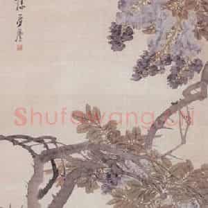 1881年 朱偁《花鸟屏》国画花鸟画作品图片鉴赏