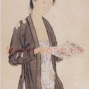 1855年 任熊《仕女》国画人物画工笔作品图片鉴赏