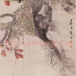 1894年 朱偁《花卉屏》国画花鸟画作品图片鉴赏