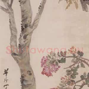 1894年 朱偁《花卉屏》国画花鸟画作品图片鉴赏