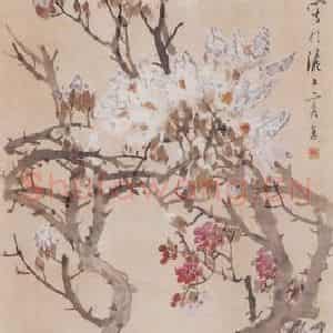 1894年 朱偁《花卉屏》国画花鸟画作品图片鉴赏