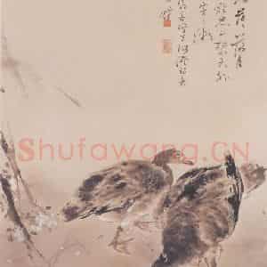 1916年 高奇峰《芦雁图》国画花鸟作品图片鉴赏