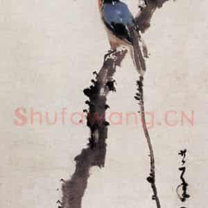 1932年 高奇峰《梅花小雀》国画花鸟作品图片鉴赏