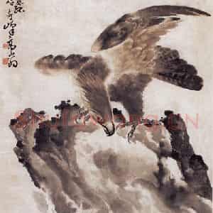 高奇峰《鹰》国画花鸟作品图片鉴赏