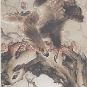 高奇峰《枫鹰图》国画花鸟作品图片鉴赏