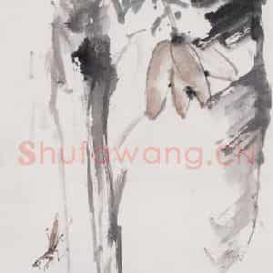 高奇峰《芭蕉螳螂图》国画花鸟作品图片鉴赏