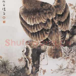 1948年 何漆园《松鹰图》国画花鸟作品图片鉴赏