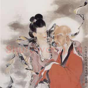 1955年 何漆园《天女维摩图》国画人物作品图片鉴赏