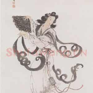 1957年 何漆园《扇舞图》国画人物作品图片鉴赏