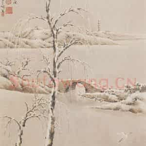 何漆园《断桥残雪》国画山水作品图片鉴赏