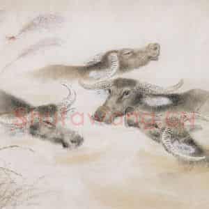 1963年 方人定《四牛图》国画花鸟作品图片鉴赏