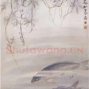 1939年 苏卧农《游鱼》国画花鸟作品图片鉴赏
