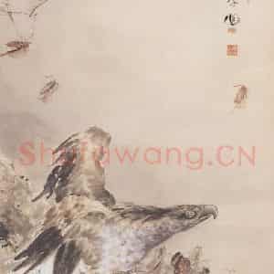 1919年 高剑父《红叶雄鹰图》国画花鸟作品图片鉴赏