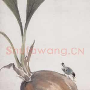 1955年 苏卧农《椰苗益鸟》国画花鸟作品图片鉴赏