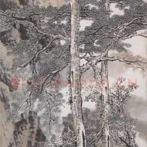 1943年 叶永青《松下琴声》国画山水作品图片鉴赏