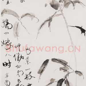 1921年 高剑父《芍药》国画花鸟作品图片鉴赏