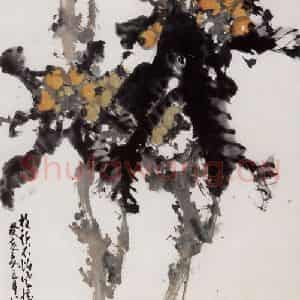 1983年 赵少昂《晚翠》国画花鸟作品图片鉴赏