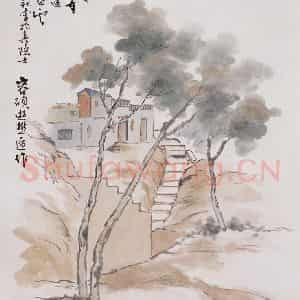 容漱石《高士祠》国画山水作品图片鉴赏