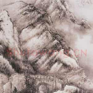1979年 黎雄才《居庸关初雪》国画山水作品图片鉴赏